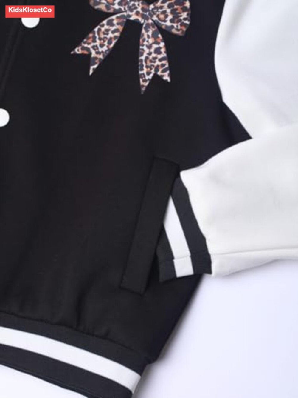 Girls Varsity Bomber Jacket Snap Closure with Pockets - Picture 6 of 6